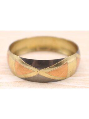 Chunky Bangle Bracelet Multicolor Metal Metallic Geometric Design Size 8-8.5